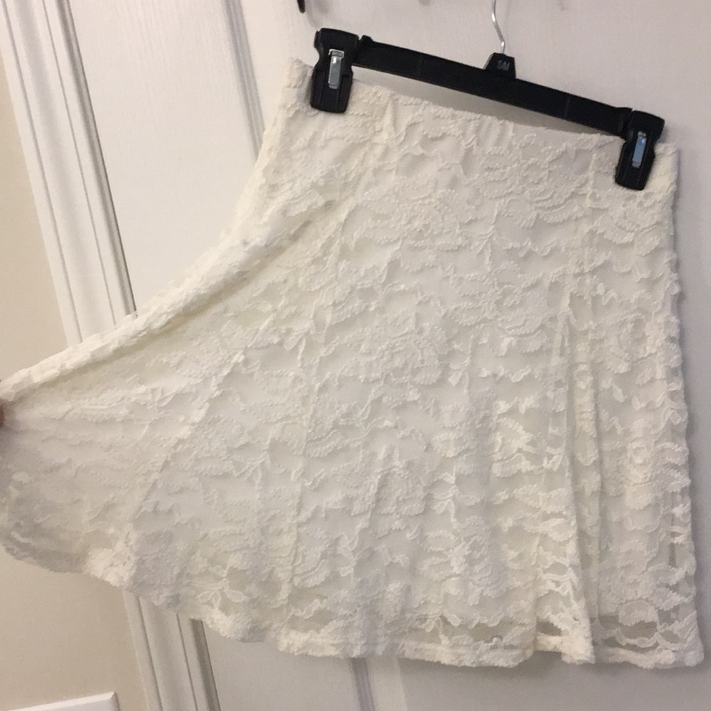 Charlotte Ruth White Lined Lace Twirl Skirt